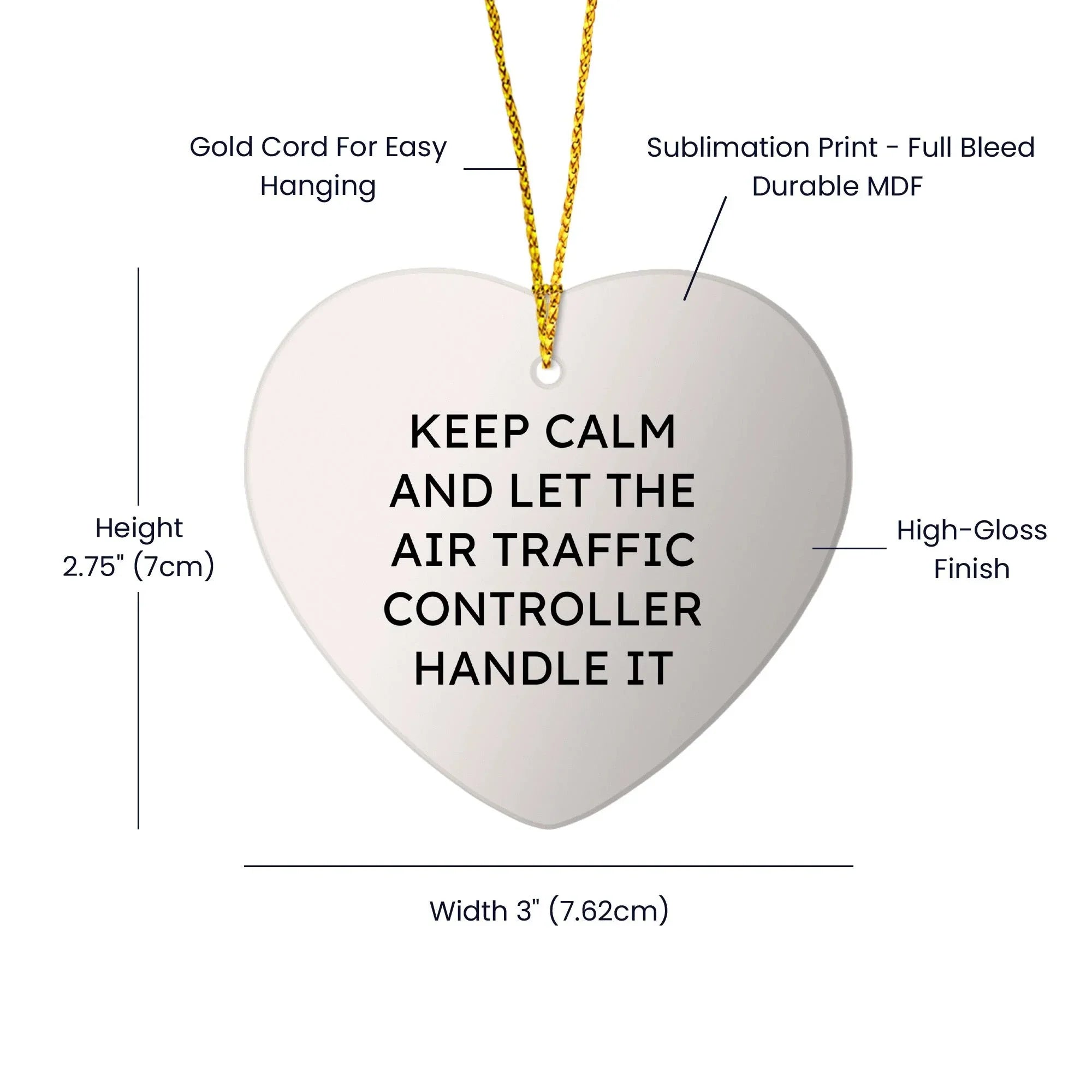 Funny Air Traffic Controller Heart Ornament, Gifts from Friends for Air Traffic Controller, 'Keep Calm And Let The Air Traffic Controller Handle It' Christmas Unique Gift