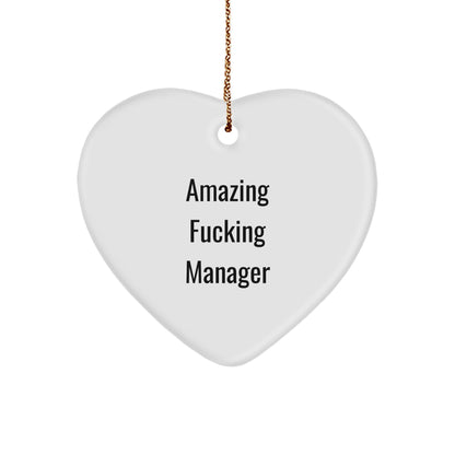 Funny Amazing F-king Manager Heart Ornament for Manager Gifts from Men, Perfect for Christmas Unique Gifts for Manager