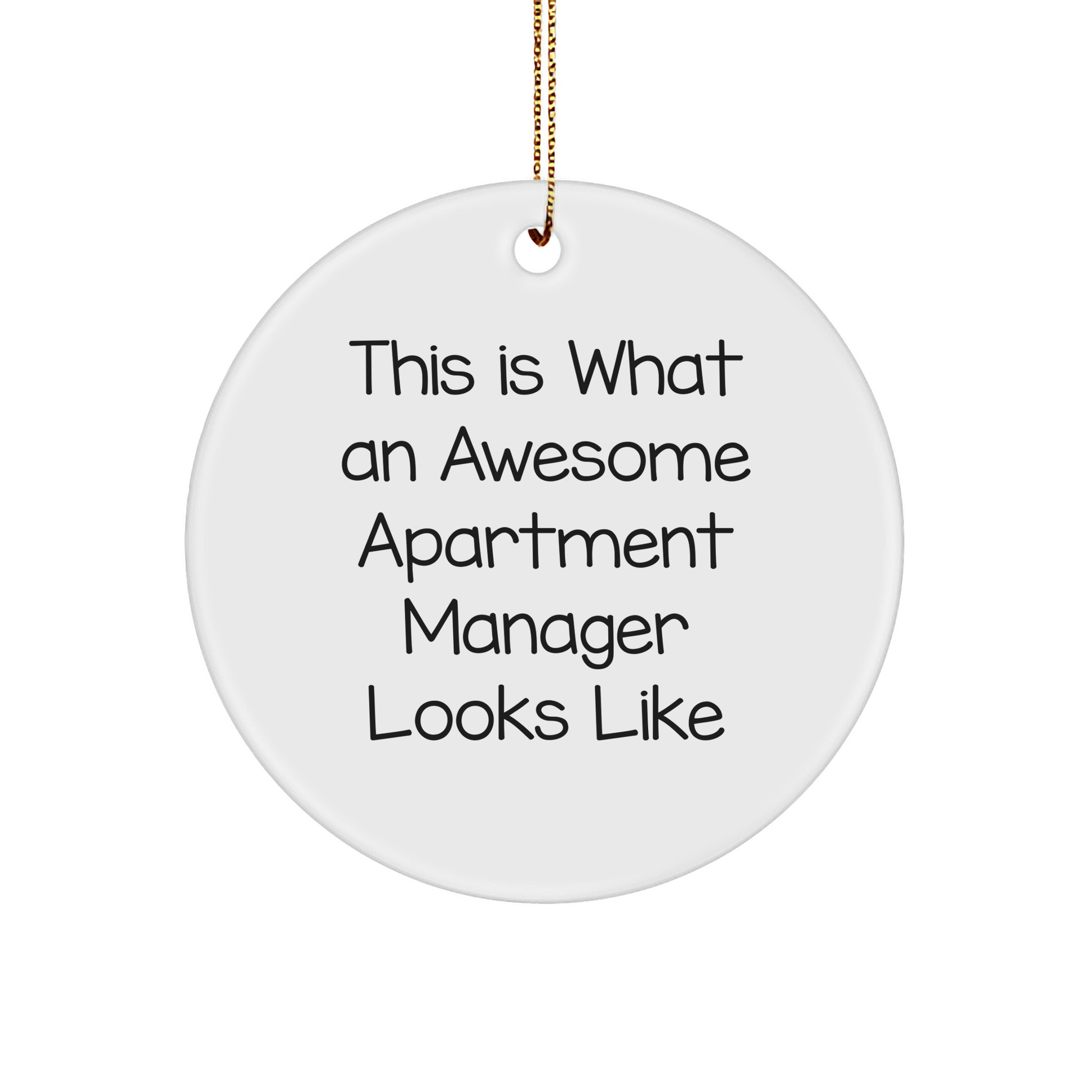 Funny Apartment Manager Gifts for Christmas - 'This Is What An Awesome Apartment Manager Looks Like' Circle Ornament from Friends