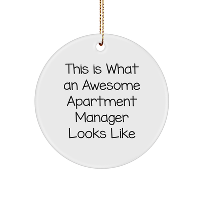 Funny Apartment Manager Gifts for Christmas - 'This Is What An Awesome Apartment Manager Looks Like' Circle Ornament from Friends