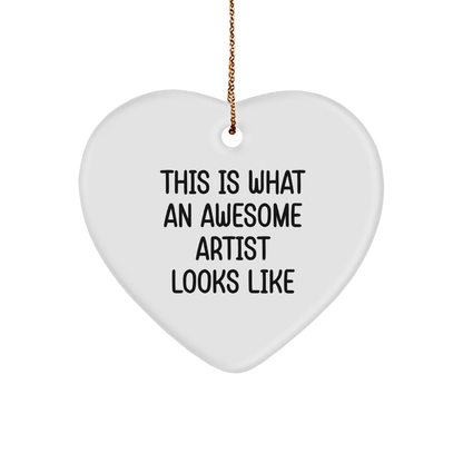 Funny Artist Gifts - This Is What an Awesome Artist Looks Like Heart Ornament for Christmas Gifts