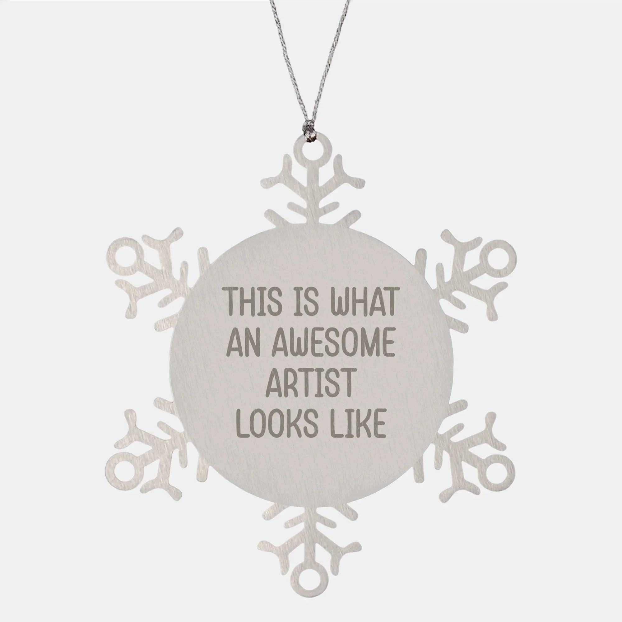 Funny Artist Gifts for Him or Her - Snowflake Ornament with Quote 'This Is What An Awesome Artist Looks Like' - Gifts from Friends, Family, Coworkers, or Men, Women - Unique Christmas Unique Gift