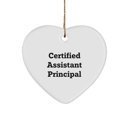 Funny Assistant Principal Christmas Unique Gift for Men from Coworkers - Heart Ornament with Inspirational Quote - Image 1