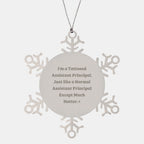 Funny Assistant Principal Gifts from Friends for Christmas Snowflake Ornaments, 'I'm A Tattooed Assistant Principal. Just Like A Normal Assistant Principal Except Much Hotter.'