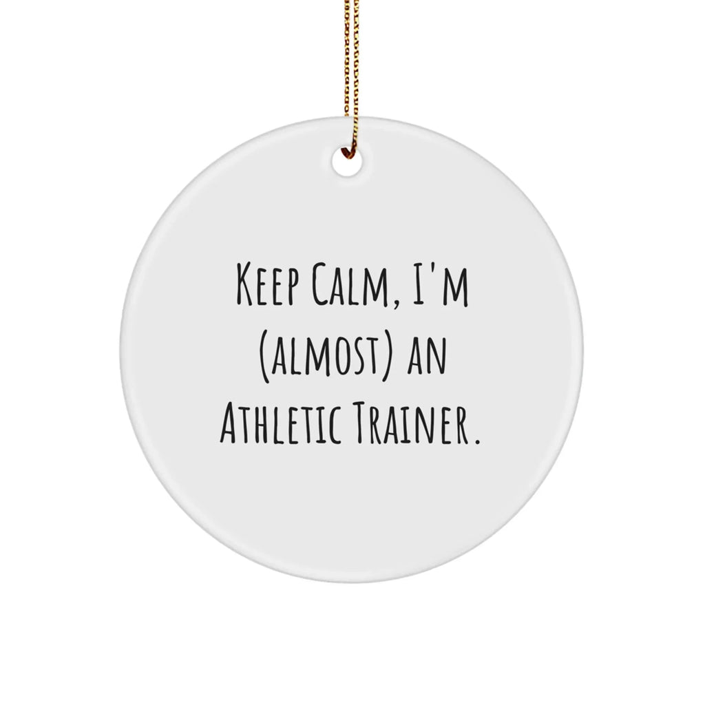 Funny Athletic Trainer Gifts from Friends - Keep Calm Circle Ornament, Inspirational Quote for Christmas