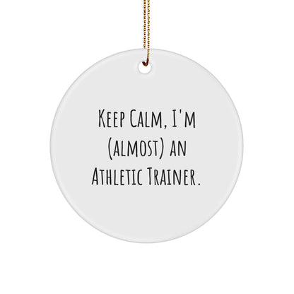 Funny Athletic Trainer Gifts from Friends - Keep Calm Circle Ornament, Inspirational Quote for Christmas