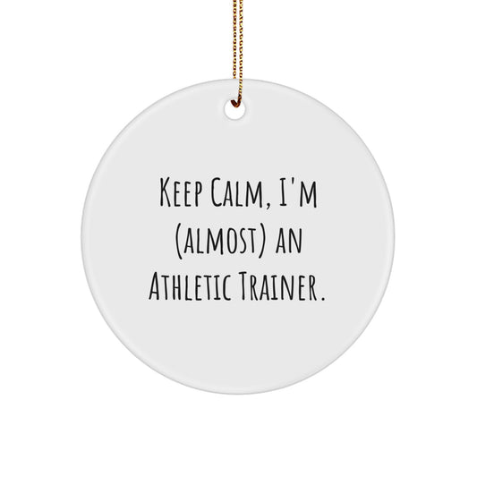 Funny Athletic Trainer Gifts from Friends - Keep Calm Circle Ornament, Inspirational Quote for Christmas