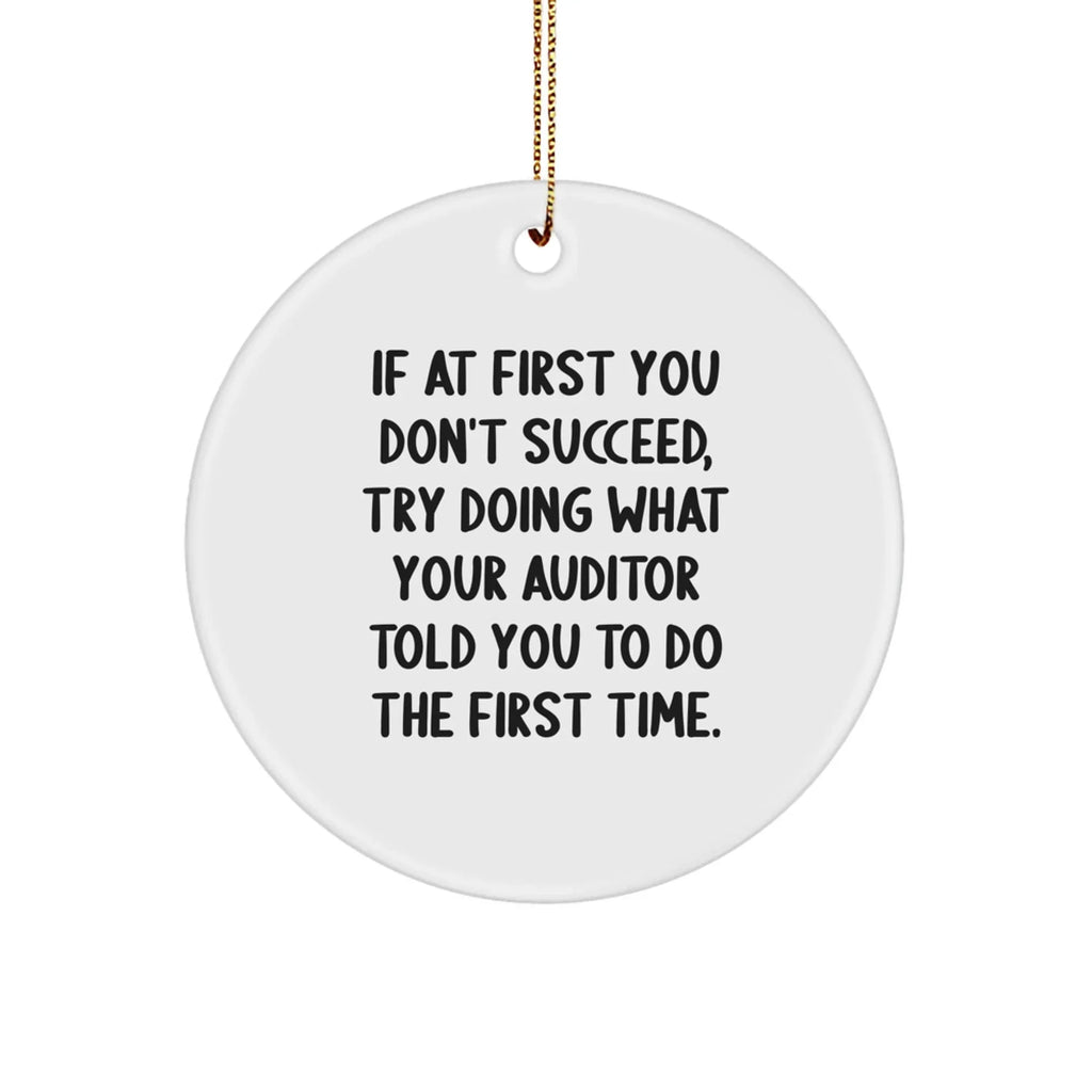 Funny Auditor Gifts, Circle Ornament with Inspirational Quote, Gifts from Men to Auditors for Christmas, Durable MDF Material
