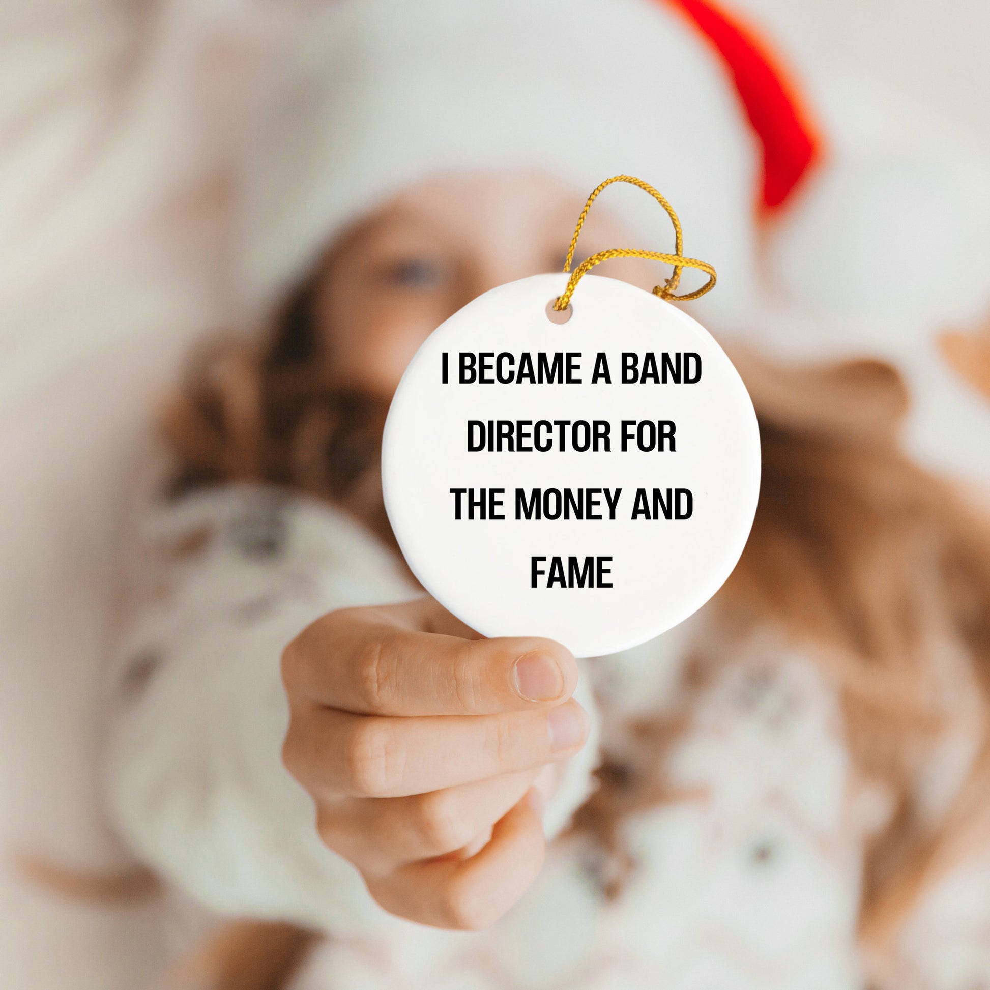 Funny Band Director Gifts for Christmas - 'I Became A Band Director For The Money And Fame' Circle Ornament for Men, Women, Coworkers, or Friends from Gifts from Family - Mallard Moon Gift Shop