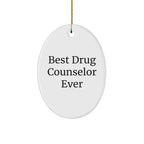 Funny Best Drug Counselor Ever Oval Ornament Gifts from Friends to Family for Christmas