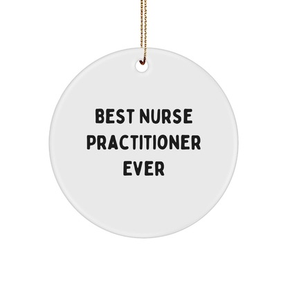 Funny 'Best Nurse Practitioner Ever' Circle Ornament Gifts from Friends to Family for Christmas