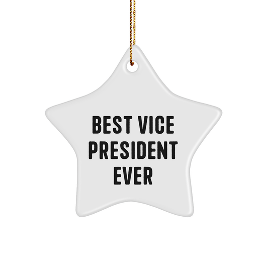 Funny 'Best Vice President Ever' Star Ornament Gifts from Men to Vice President, White Star Shaped, Christmas Unique Gifts
