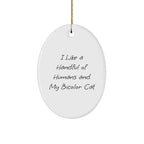 Funny Bicolor Cat Oval Ornament Gifts from Friends, Gifts for Bicolor Cat Lovers, Christmas Unique Gifts