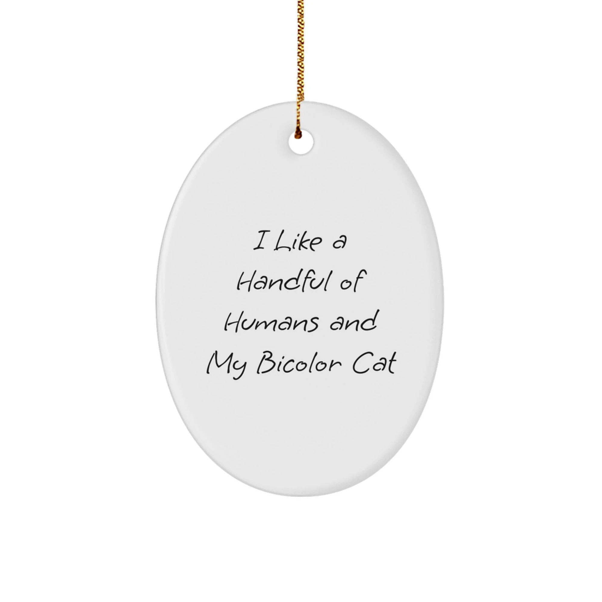 Funny Bicolor Cat Oval Ornament Gifts from Friends, Gifts for Bicolor Cat Lovers, Christmas Unique Gifts