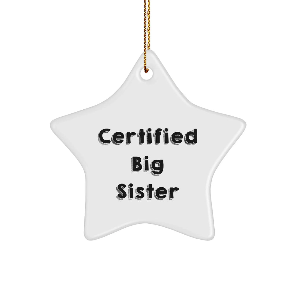Funny Big Sister Gifts from Family - Certified Big Sister Star Ornament for Christmas, Gifts for Little Sister