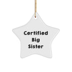 Funny Big Sister Gifts from Family - Certified Big Sister Star Ornament for Christmas, Gifts for Little Sister