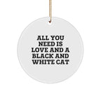 Funny Black and White Cat Circle Ornament Gifts from Friends to Family for Christmas