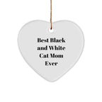 Funny Black and White Cat Mom Gifts for Friends - Heart Ornament with Best Quote - Christmas Unique Gifts from Friends