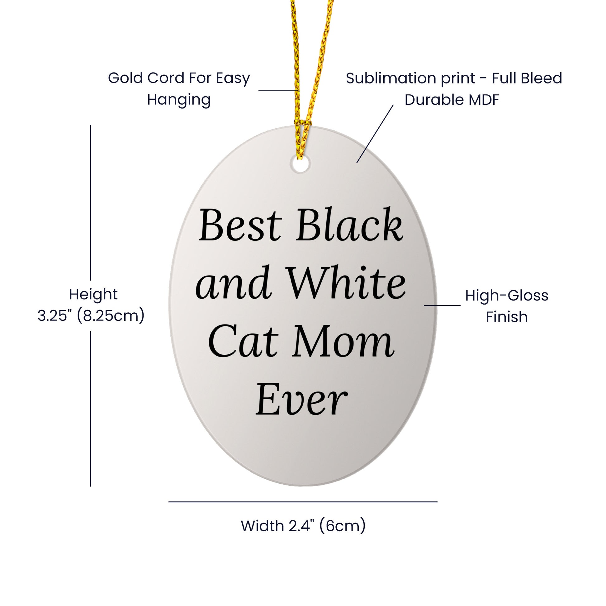 Funny Black and White Cat Mom Gifts from Friends, Black and White Cat Lovers, for Christmas - Oval Ornament