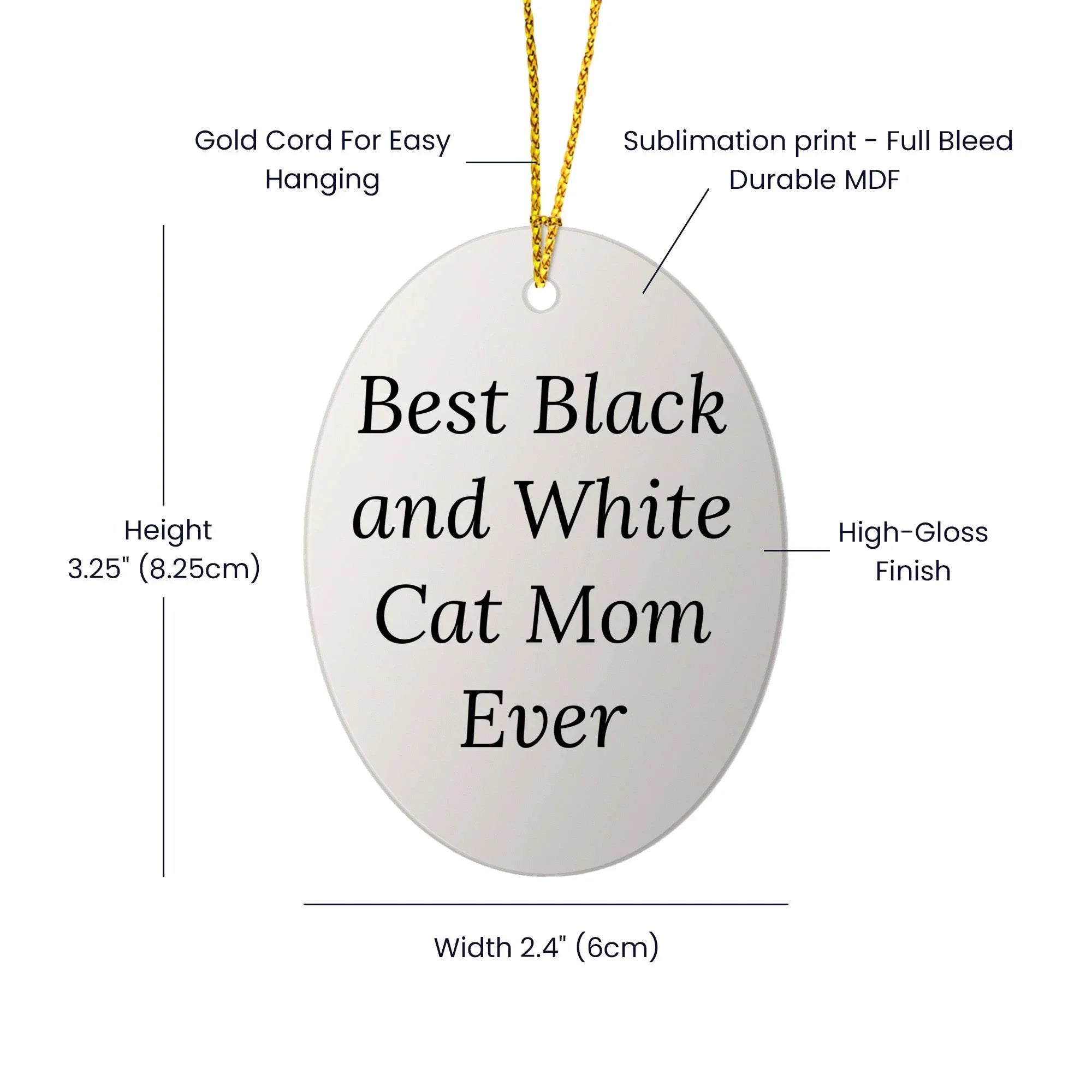 Funny Black and White Cat Mom Gifts from Friends, Black and White Cat Lovers, for Christmas - Oval Ornament