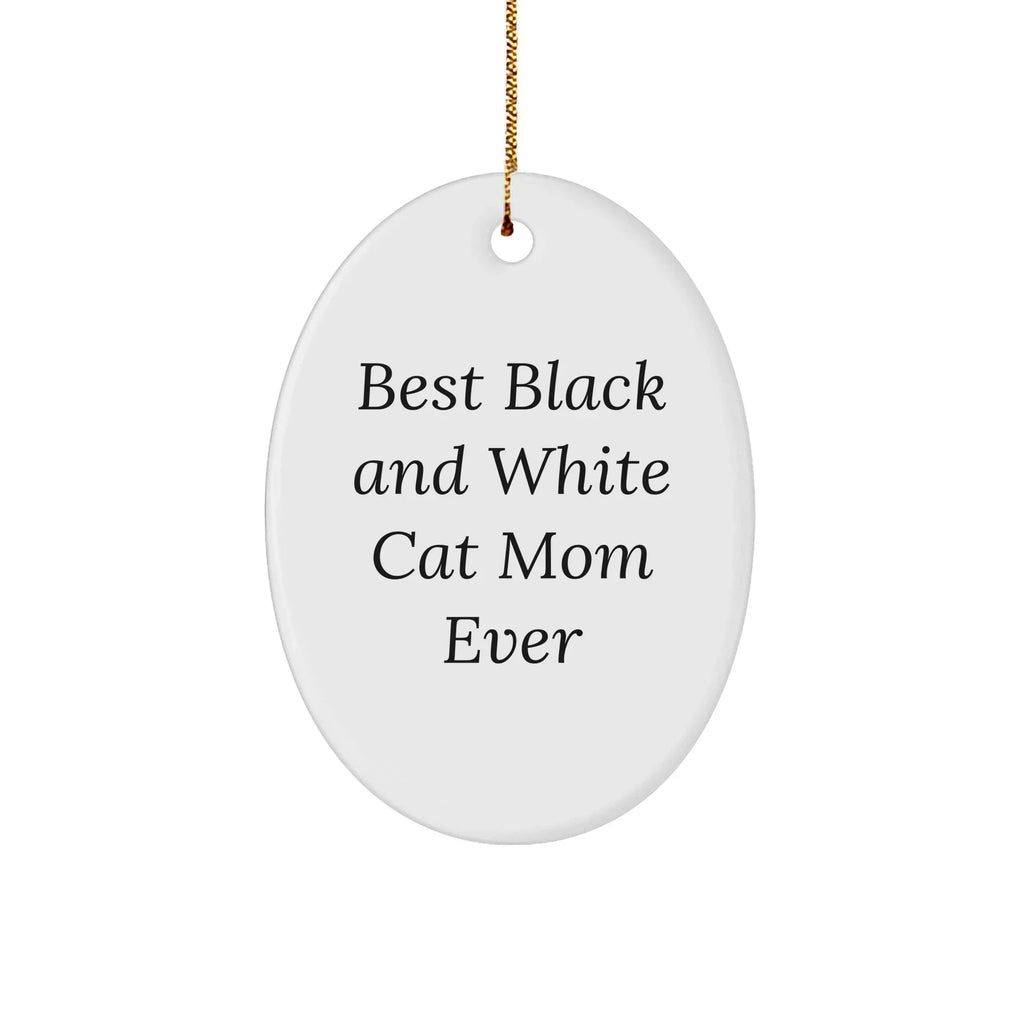 Funny Black and White Cat Mom Gifts from Friends, Black and White Cat Lovers, for Christmas - Oval Ornament