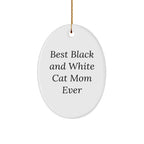 Funny Black and White Cat Mom Gifts from Friends, Black and White Cat Lovers, for Christmas - Oval Ornament