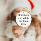Funny Black and White Cat Mom Gifts from Friends for Christmas - Circle Ornament