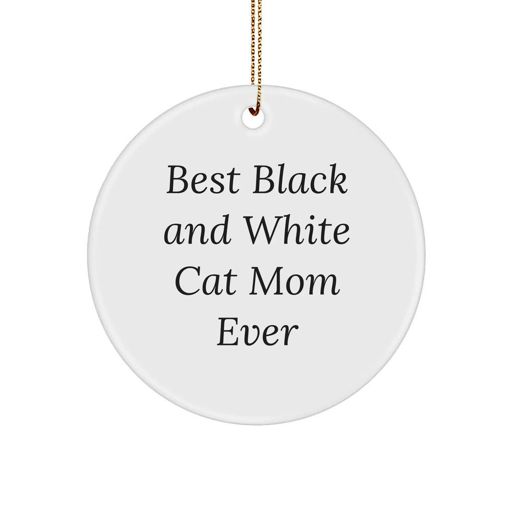 Funny Black and White Cat Mom Gifts from Friends for Christmas - Circle Ornament