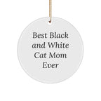 Funny Black and White Cat Mom Gifts from Friends for Christmas - Circle Ornament