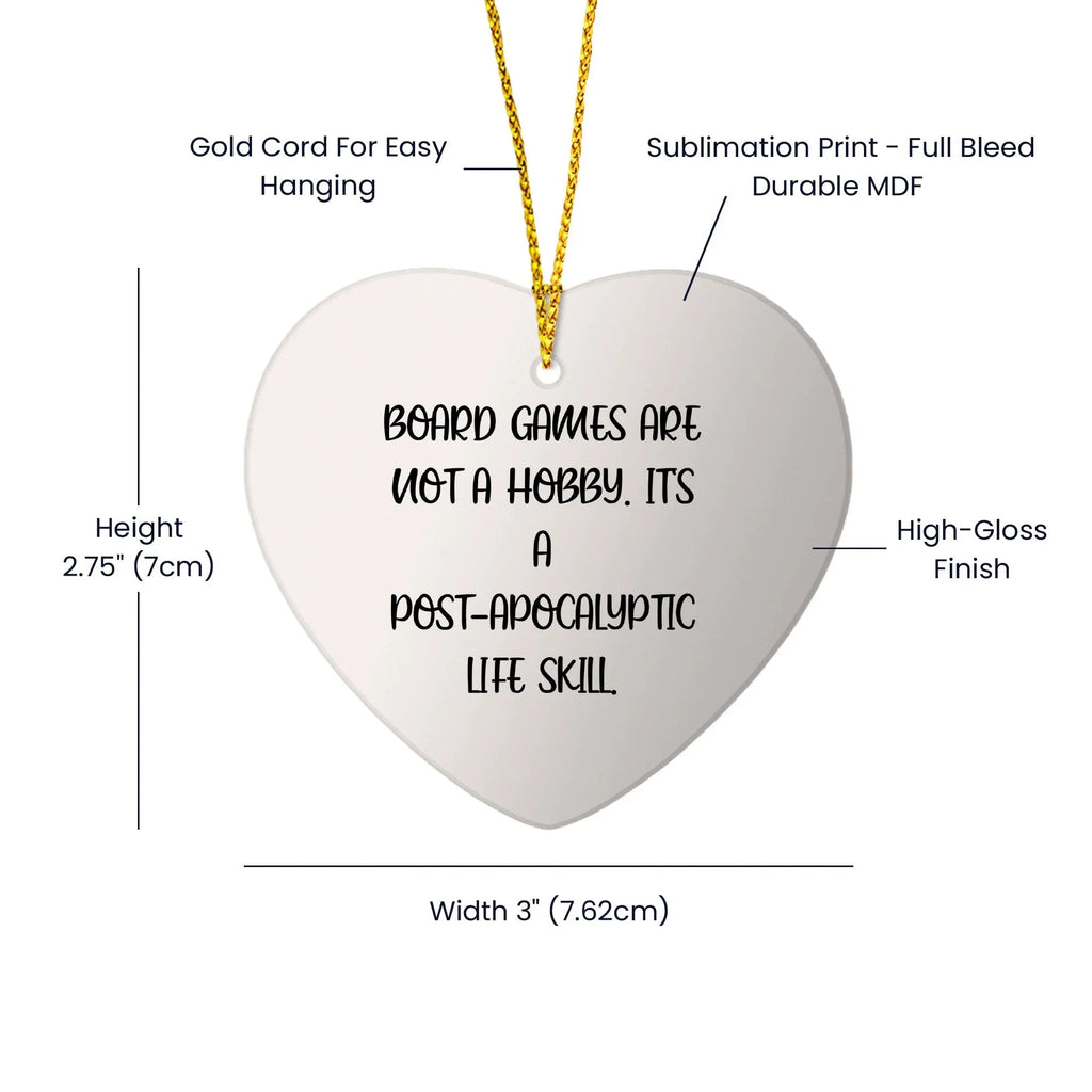 Funny Board Games Heart Ornament with Inspirational Quote Christmas Unique Gifts for Board Game Lovers