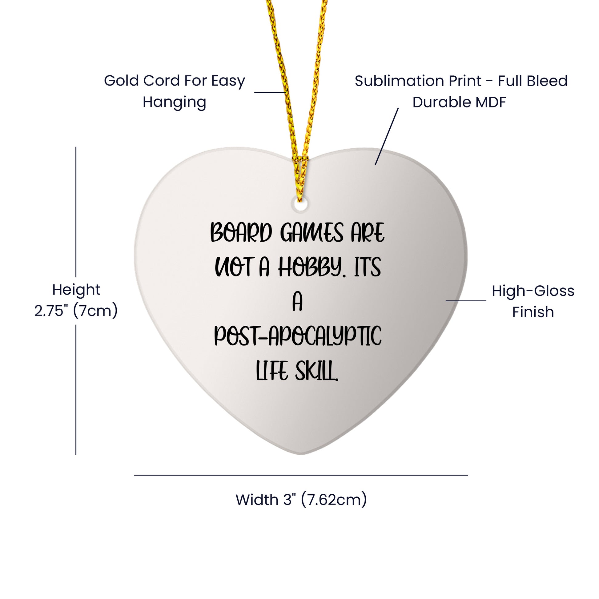 Funny Board Games Gifts for Friends and Family - Heart Ornament with Inspirational Quote - Gifts from Women - Perfect Unique Christmas Unique Gifts for Board Game Lovers - Mallard Moon Gift Shop