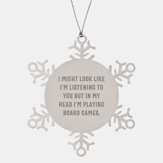 Funny Board Games Gifts for Men from Family - Snowflake Ornament with Inspirational Quote
