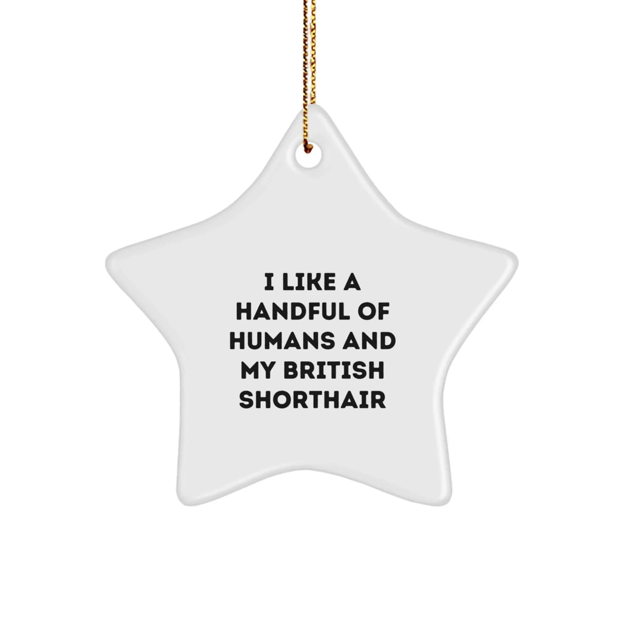 Funny British Shorthair Cat Gifts from Friends and Family - I Like A Handful Of Humans And My Star Ornament, Christmas Unique Treasures