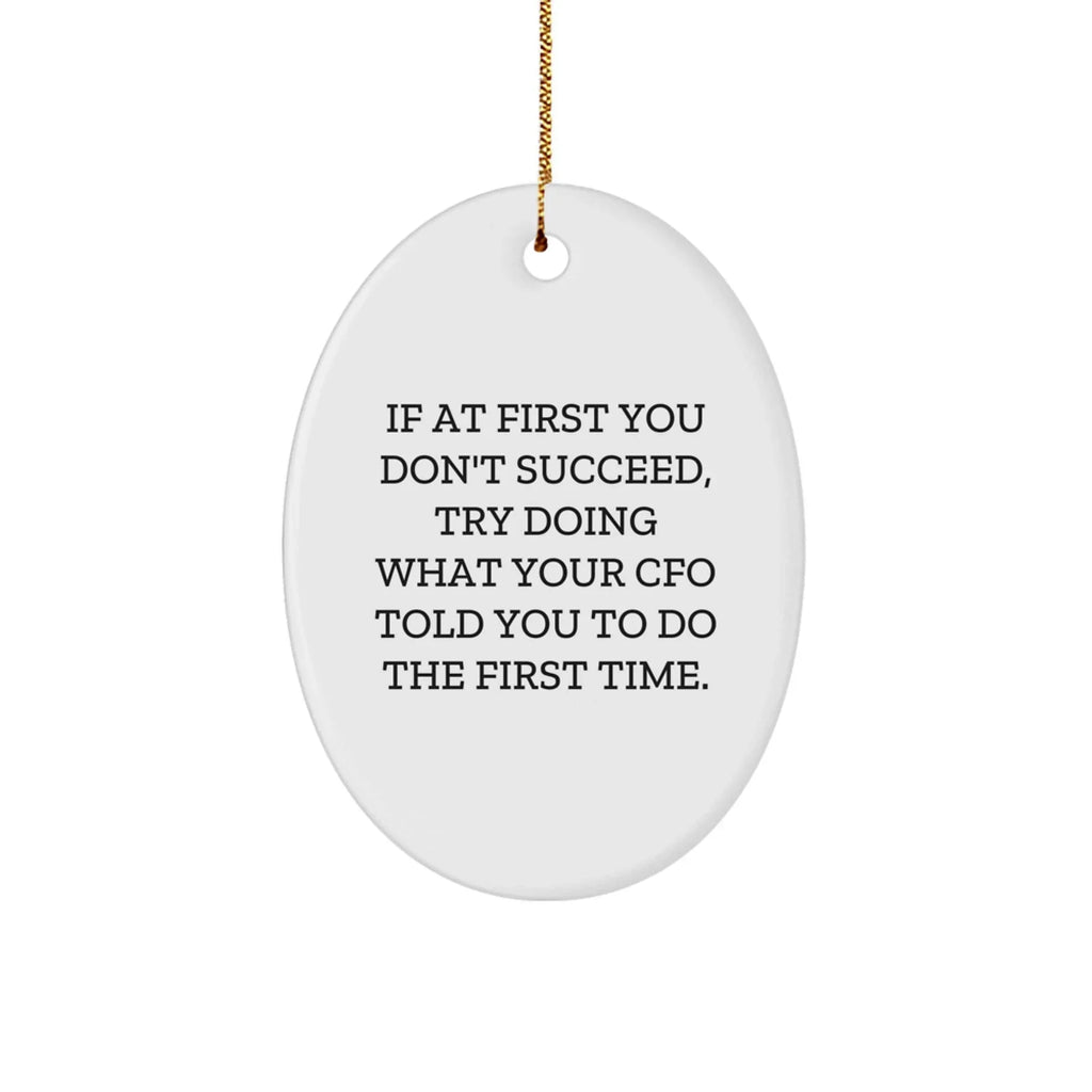 Funny CFO Gifts - Oval Ornament, 'If At First You Don't Succeed, Try Doing What Your CFO Told You To Do The First Time.' - Christmas Unique Gifts from Friends to CFO