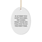 Funny CFO Gifts - Oval Ornament, 'If At First You Don't Succeed, Try Doing What Your CFO Told You To Do The First Time.' - Christmas Unique Gifts from Friends to CFO