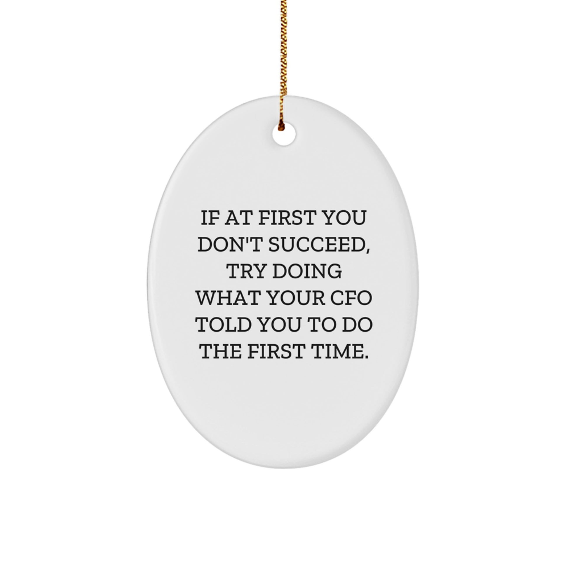 Funny CFO Gifts - Oval Ornament, 'If At First You Don't Succeed, Try Doing What Your CFO Told You To Do The First Time.' - Christmas Unique Gifts from Friends to CFO