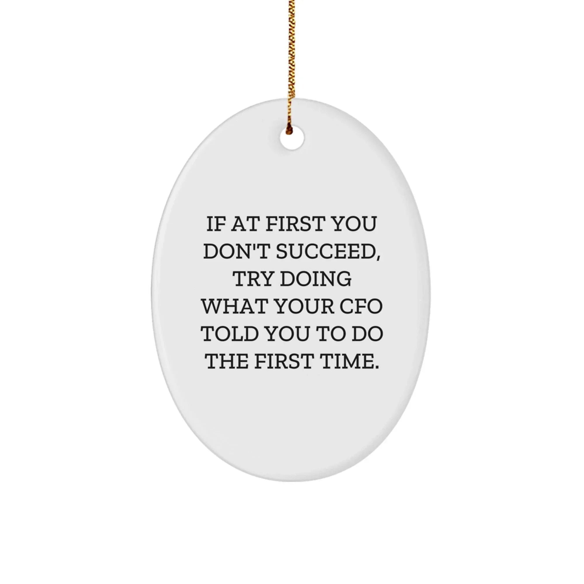 Funny CFO Gifts - Oval Ornament, 'If At First You Don't Succeed, Try Doing What Your CFO Told You To Do The First Time.' - Christmas Unique Gifts from Friends to CFO