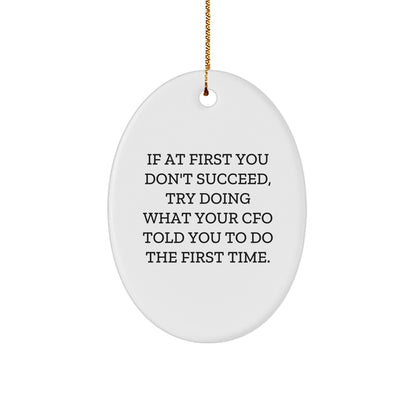 Funny CFO Gifts - Oval Ornament, 'If At First You Don't Succeed, Try Doing What Your CFO Told You To Do The First Time.' - Christmas Unique Gifts from Friends to CFO