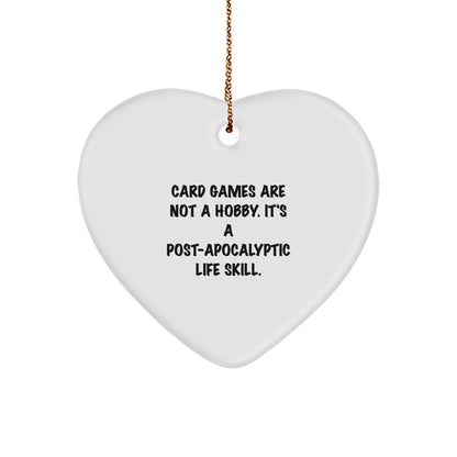 Funny Card Games Gifts from Men to Friends - Heart Ornament for Card Games Enthusiasts - Christmas Unique Gifts