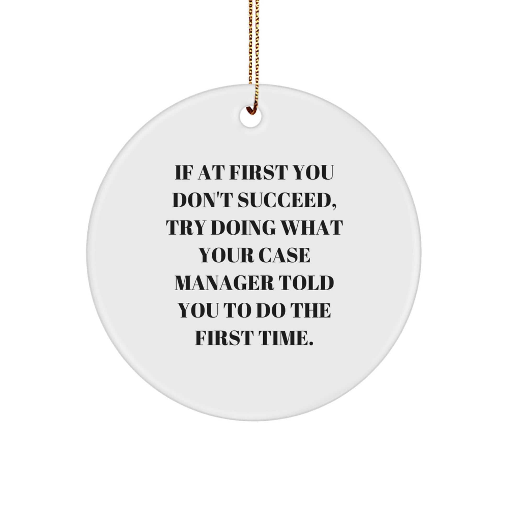 Funny Case Manager Gifts: 'If At First You Don't Succeed' Circle Ornament, Gifts from Friends to Case Manager, for Christmas