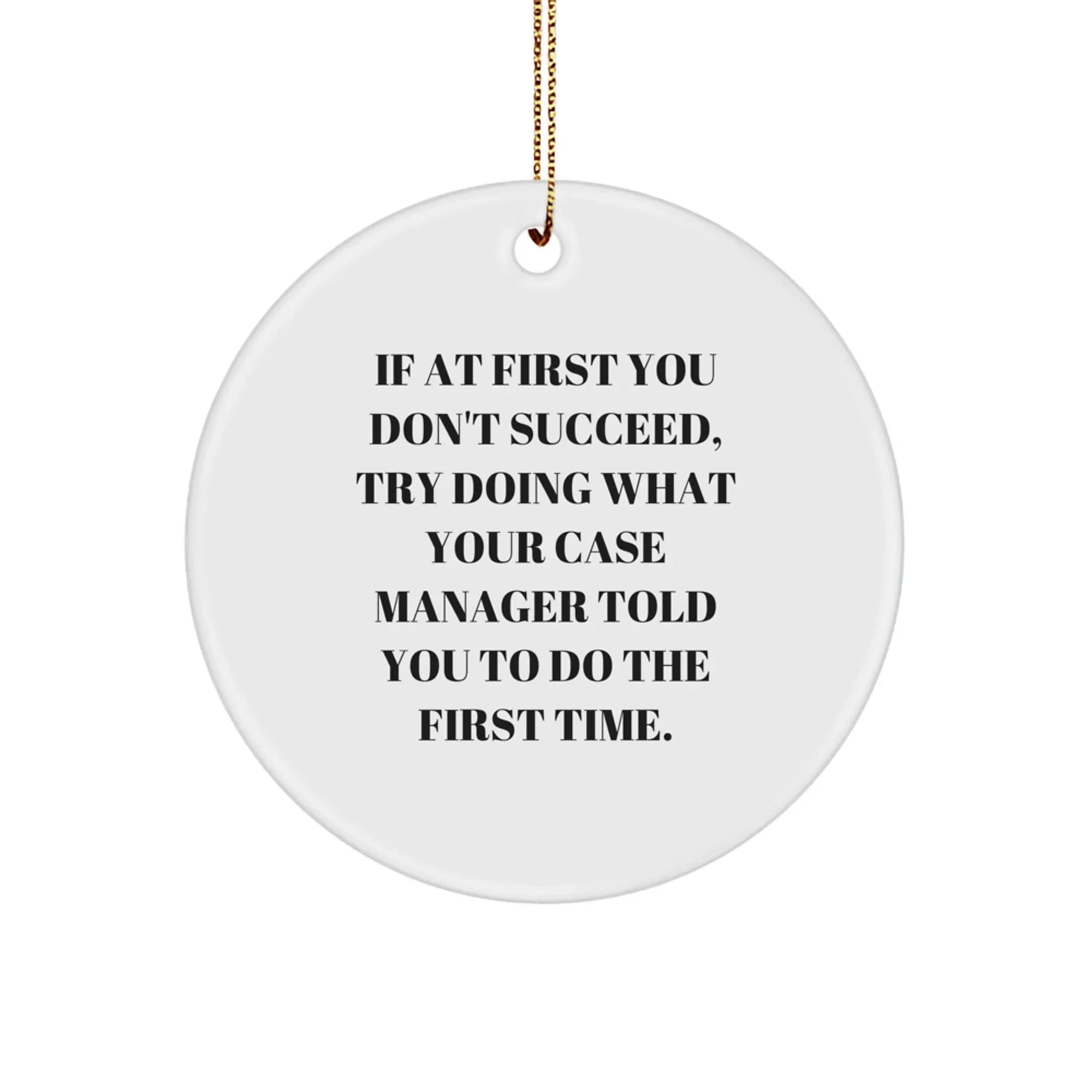 Funny Case Manager Gifts: 'If At First You Don't Succeed' Circle Ornament, Gifts from Friends to Case Manager, for Christmas