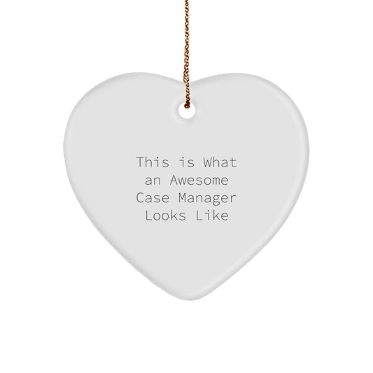 Funny Christmas Unique Gifts for Case Managers - Heart Ornament with Quote 'This Is What An Awesome Case Manager Looks Like' - Gifts from Friends and Family - Image 1
