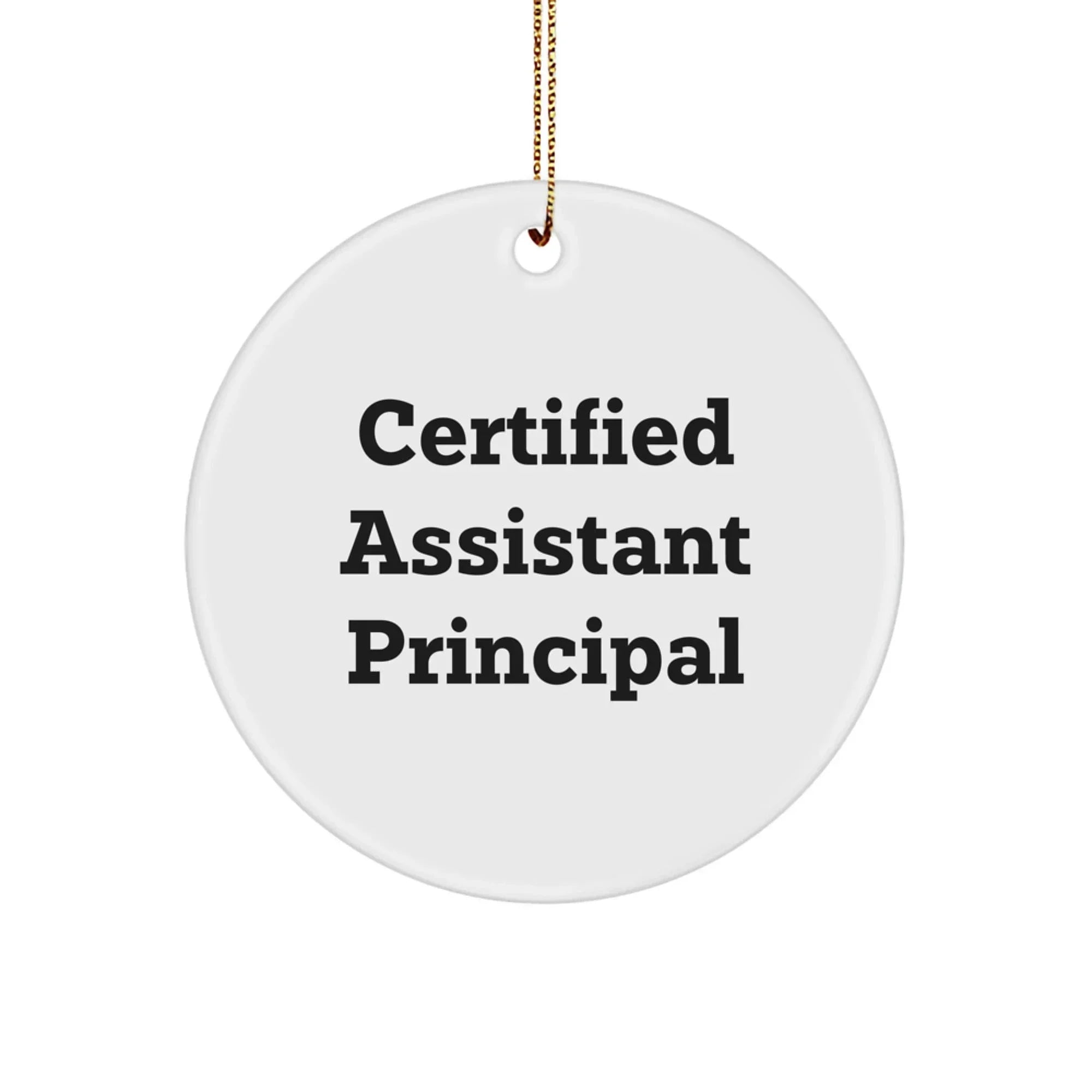 Funny Certified Assistant Principal Gifts for Men, Women, Friends, Coworkers - Assistant Principal Circle Ornament, White, Vibrant Print, Christmas Unique Gifts