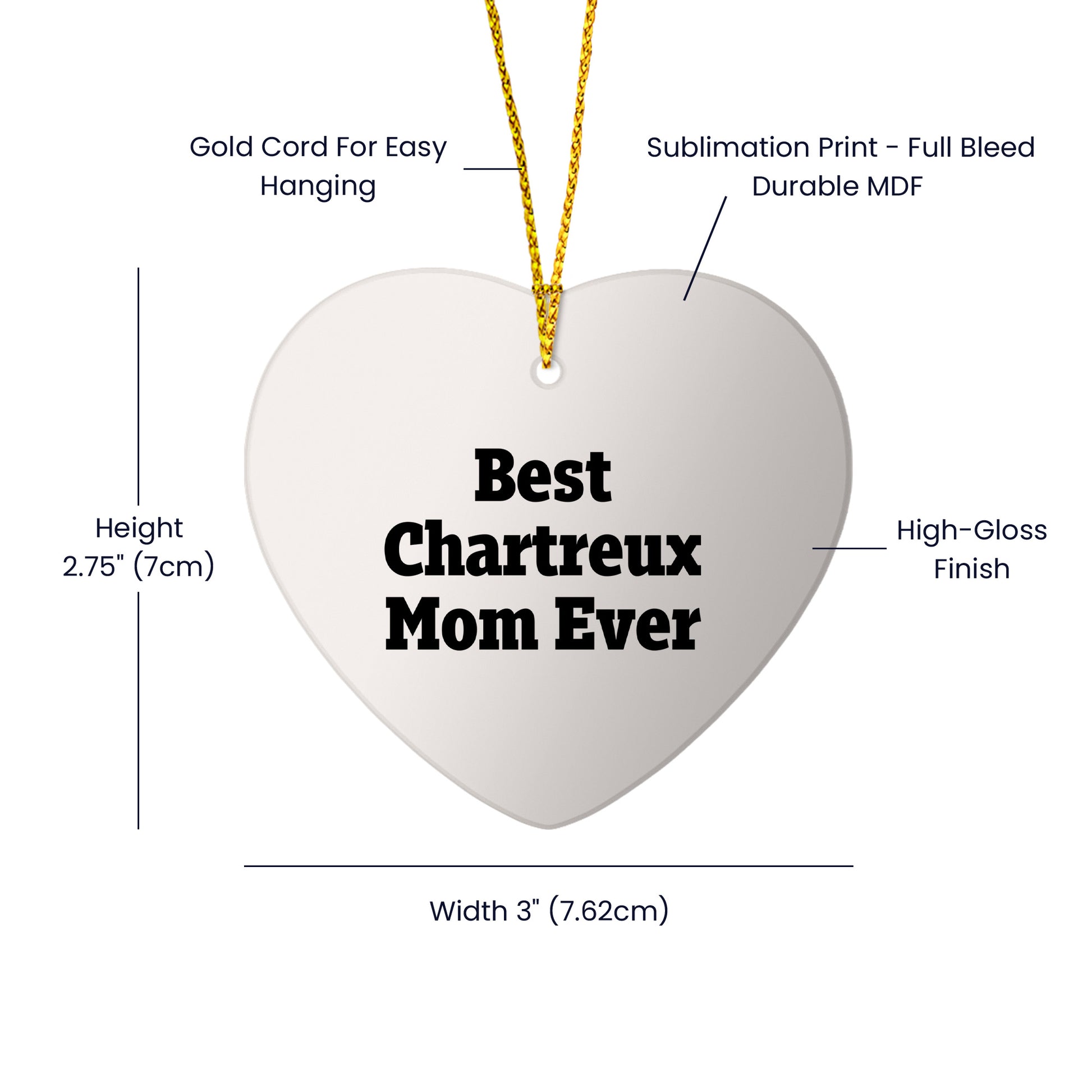 Funny Chartreux Cat Mom Gifts from Friends for Christmas Heart Ornament Best Mom Ever