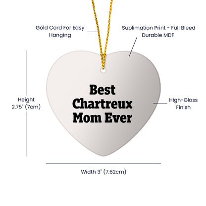 Funny Chartreux Cat Mom Gifts from Friends for Christmas Heart Ornament Best Mom Ever