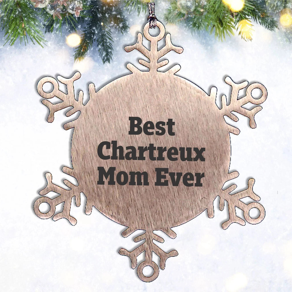 Funny Chartreux Cat Mom Gifts from Friends for Unique Christmas Snowflake Ornaments, Best Chartreux Mom Ever Quote