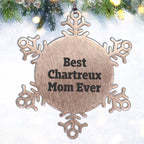 Funny Chartreux Cat Mom Gifts from Friends for Unique Christmas Snowflake Ornaments, Best Chartreux Mom Ever Quote