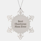 Funny Chartreux Cat Mom Gifts from Friends for Unique Christmas Snowflake Ornaments, Best Chartreux Mom Ever Quote