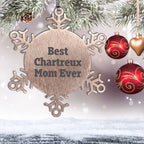 Funny Chartreux Cat Mom Gifts from Friends for Unique Christmas Snowflake Ornaments, Best Chartreux Mom Ever Quote