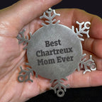 Funny Chartreux Cat Mom Gifts from Friends for Unique Christmas Snowflake Ornaments, Best Chartreux Mom Ever Quote